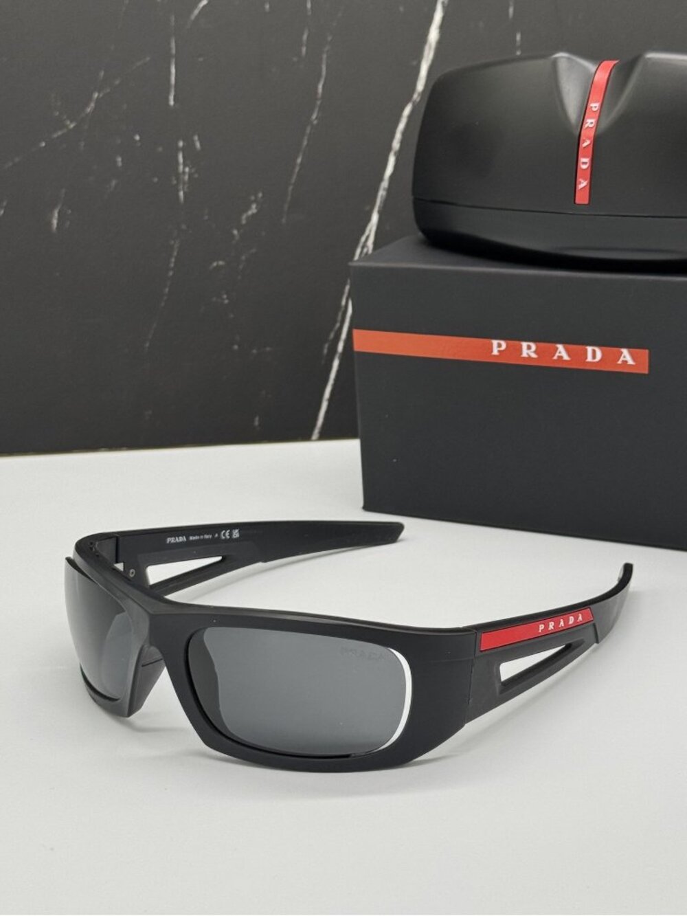 Prada Linea Rossa PS02YS 1BO06F Unisex Black Gray Sport Sunglasses Authentic NEW